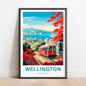 Wellington Travel Print - Wellington poster, Zealand Wall Art, Framed present, Gift Zealand Present