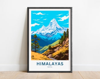 Himalayas Travel Print - Himalayas poster, Nepal Wall Art, Framed present, Gift Nepal Present
