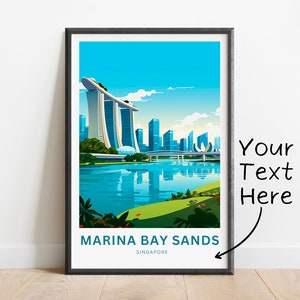 Personalized Marina Bay Sands Travel Print - Marina Bay Sands poster, Singapore Wall Art, Framed present, Gift Singapore Present