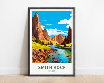 Smith Rock Oregon Reiseposter: Minimalistische Kunst