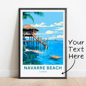 Personalized Navarre Beach Travel Print - Navarre Beach poster, Florida Wall Art, Framed present, Gift Florida Present