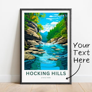 Stampa personalizzata di viaggio Hocking Hills - Poster del parco statale Hocking Hills, arte murale della Florida, regalo incorniciato degli Stati Uniti, regalo Ohio