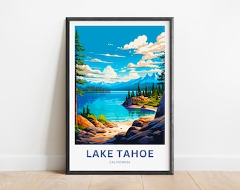 Lake Tahoe Art Print: California Travel Poster, Framed Option