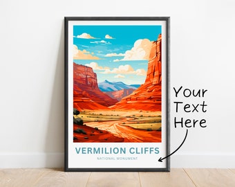 Personalized Vermilion Cliffs Travel Print - Vermilion Cliffs poster, National Monument Wall Art, Framed present, Gift Arizona Present