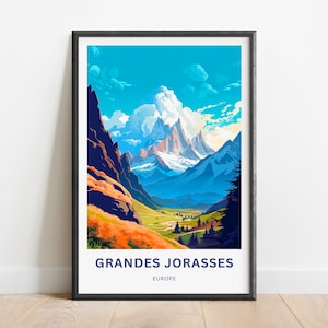 Grandes Jorasses Travel Print - Grandes Jorasses poster, Europe Wall Art, Framed present, Gift Europe Present