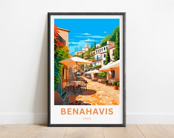 Benahavis Travel Print - Benahavis poster, Spain Wall Art, Framed present, Gift Spain Present