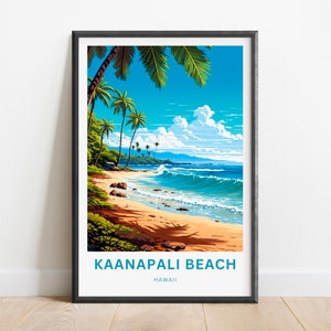 Kaanapali Beach Travel Print - Kaanapali Beach poster, Hawaii Wall Art, Framed present, Gift Hawaii Present