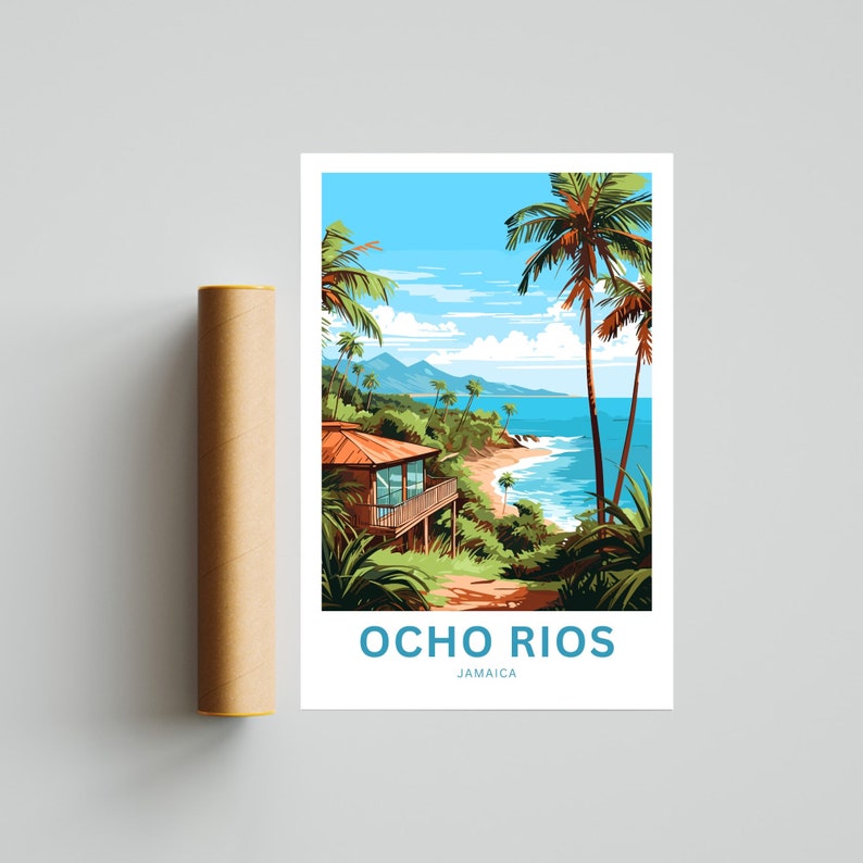 Ocho Rios Travel Print - Ocho Rios Poster, Jamaica Wall Art, Framed ...