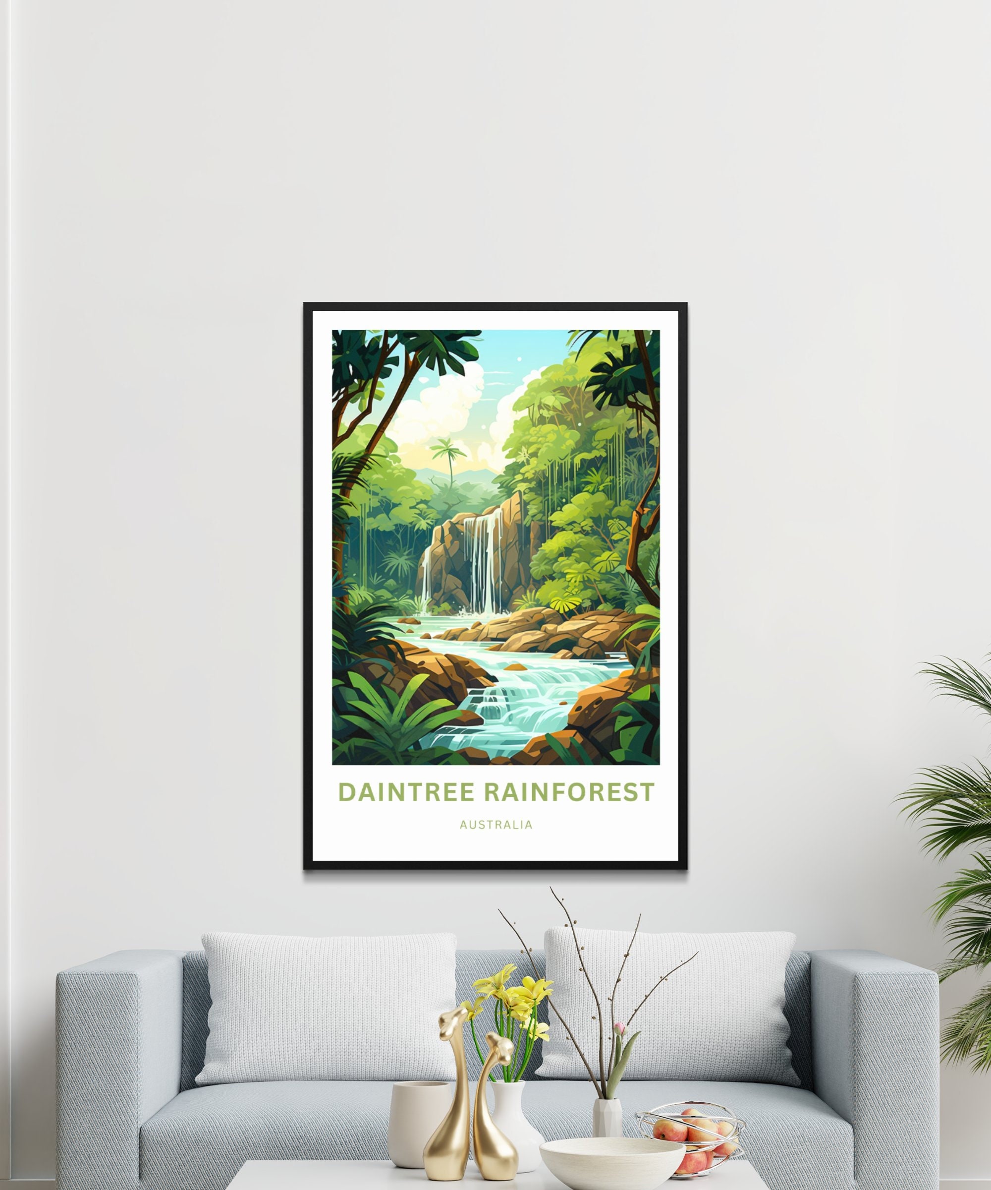 本物　油絵　オーストラリア人画家　ダイアナレイン デインツリー熱帯雨林旅行プリント - デインツリー熱帯雨林ポスター