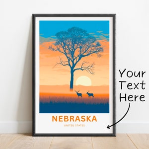 Personalized Nebraska Travel Print - Nebraska poster, United States Wall Art, Framed present, Gift United States Present