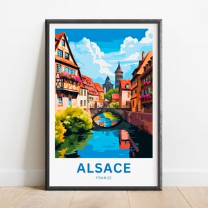 Elsass Reisedruck - Elsass Poster, Frankreich Wandkunst, gerahmtes Geschenk, Geschenk Frankreich
