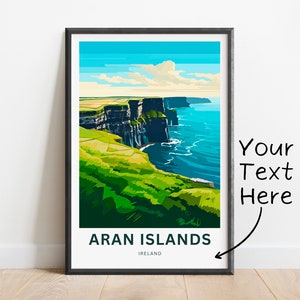 Personalized Aran Islands Travel Print - Aran Islands poster, Ireland Wall Art, Framed present, Gift Ireland Present