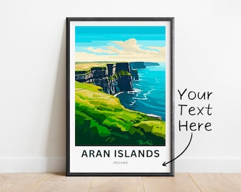 Personalized Aran Islands Travel Print - Aran Islands poster, Ireland Wall Art, Framed present, Gift Ireland Present