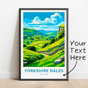 Personalized Yorkshire Dales Travel Print - Yorkshire Dales poster, England Wall Art, Framed present, Gift England Present