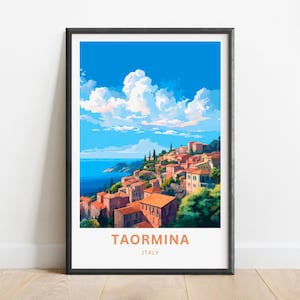 Taormina Travel Print - Taormina poster, Italy Wall Art, Framed present, Gift Italy Present