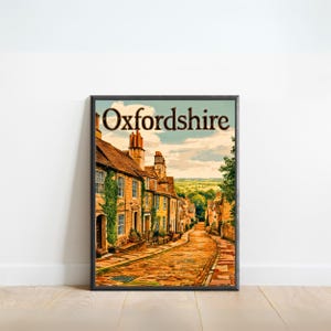 Oxfordshire Vintage Travel Poster - Oxfordshire print, England Wall Art, Framed present, Gift England Present