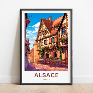 Elsass Reisedruck - Elsass Poster, Frankreich Wandkunst, gerahmtes Geschenk, Geschenk Frankreich