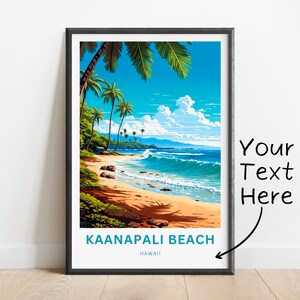 Personalized Kaanapali Beach Travel Print - Kaanapali Beach poster, Hawaii Wall Art, Framed present, Gift Hawaii Present