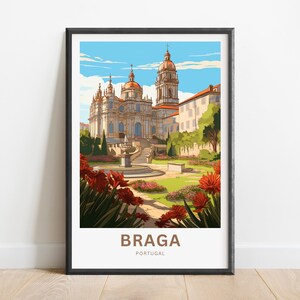 Braga Travel Print - Braga Poster, Portugal Wall Art, Framed present, Gift Portugal Present