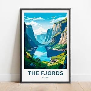 The Fjords Travel Print - The Fjords poster, Norway Wall Art, Framed present, Gift Europe Present