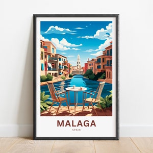 Malaga Travel Print - Malaga poster, Spain Wall Art, Framed present, Gift Spain Present