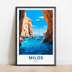 Milos Travel Print - Milos poster, Greek island Wall Art, Framed present, Gift Greece Present