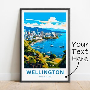 Personalized Wellington Travel Print - Wellington poster, Zealand Wall Art, Framed present, Gift Zealand Present