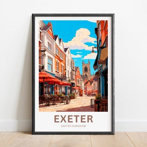 Exeter Travel Print - Exeter poster, England Wall Art, Framed present, Gift England Present