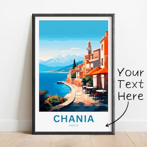Personalized Chania Island Travel Print - Chania Island poster, Greece Wall Art, Framed present, Gift Greece Present