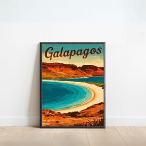 Galapagos Vintage Travel Poster - Galapagos print, Ecuador Wall Art, Framed present, Gift Pacific Ocean Present