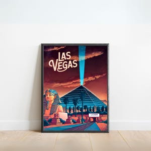 Las Vegas Luxor Vintage Travel Poster - Las Vegas Print, US Wall Art, Framed, Gift Nevada Present