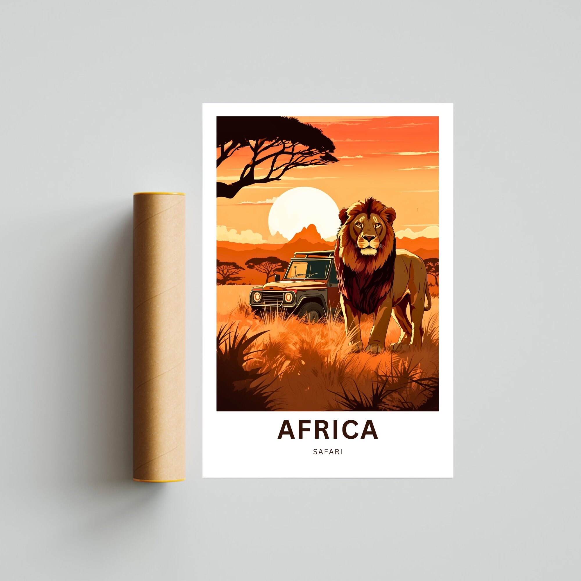 アフリカアート　ライオン【画家 サイン入り】(4) アフリカアート ライオン【画家 サイン入り】(4) アフリカアート