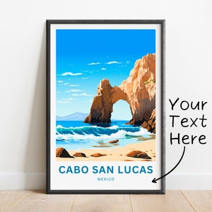 Personalized Cabo San Lucas Travel Print - Cabo San Lucas poster, Mexico Wall Art, Framed present, Gift Baja California Peninsula Present