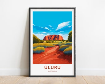 Uluru Travel Print - Uluru Ayers Rock poster, Australia Wall Art, Framed present, Gift Australia Present