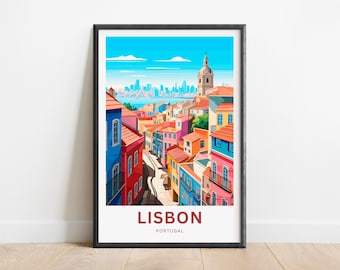 Lisbon Travel Print - Lisbon poster, Portugal Wall Art, Framed present, Gift Portugal Present