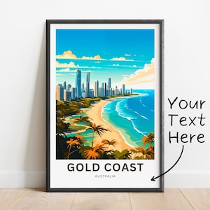 Personalized Gold Coast Travel Print - Gold Coast poster, Queensland, Australia Wall Art, Framed present, Gift Australia Present, Custom Art