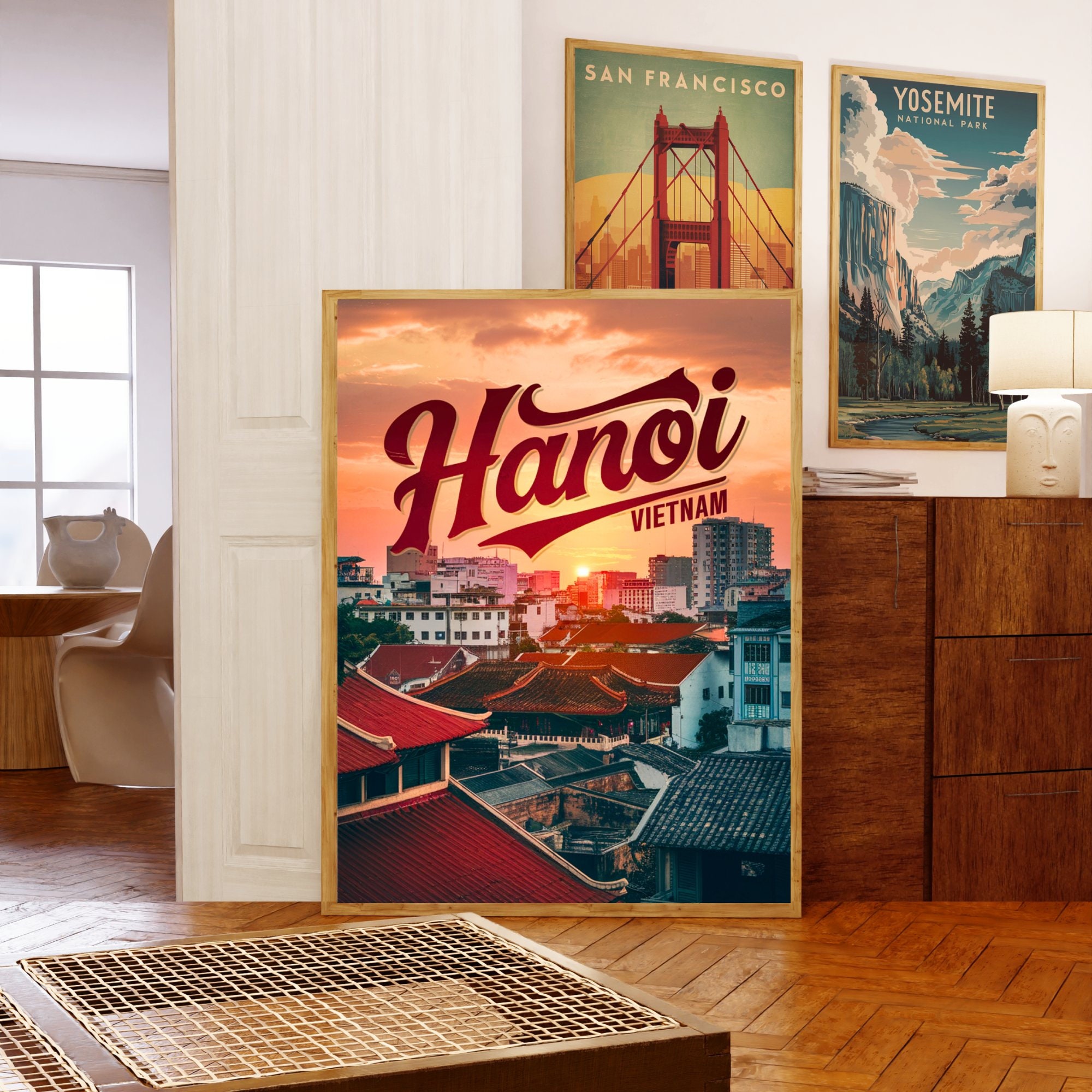 Affiche De Voyage Vintage Hanoï Vietnam - Poster Rétro Reproduction - Cadeau Déco