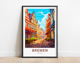 Bremen Travel Print Bremen Travel poster, Germany Wall Art, Wall Decor, Framed present, Gift Germany Present