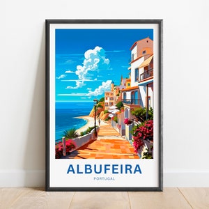 Albufeira Travel Print - Albufeira poster, Portugal Wall Art, Framed present, Gift Portugal Present