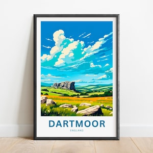 Dartmoor Travel Print - Dartmoor poster, Devon Wall Art, Framed present, Gift England Present
