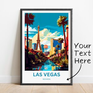 Personalized Las Vegas Travel Print - Las Vegas poster, Nevada Wall Art, Framed present, Gift Nevada Present