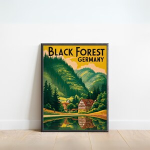 Schwarzwald Vintage Reise Poster - Schwarzwald Druck, Deutschland Wand Kunst, gerahmt, Geschenk Deutschland Geschenk