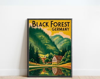 Black Forest Vintage Travel Poster - Black Forest Print, Germany Wall Art, Framed, Gift Germany Present