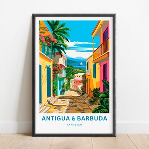 Antigua and Barbuda Travel Print - Antigua and Barbuda poster, Caribbean Wall Art,Gift Antigua and Barbuda Decor Present, Personalized Text