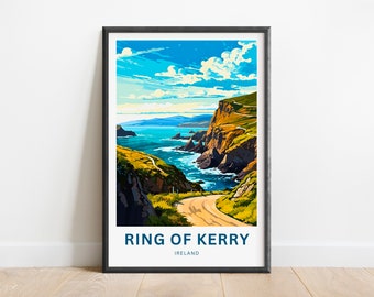 Ring of Kerry Travel Print - Ring of Kerry poster, Ireland Wall Art, Framed present, Gift Ireland Present