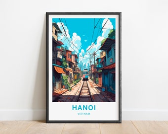 Hanoi Travel Print - Hanoi poster, Vietnam Wall Art, Framed present, Gift Vietnam Present