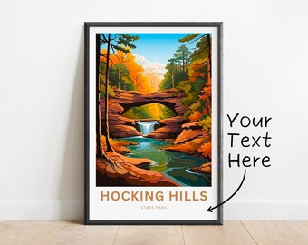 Personalized Hocking Hills Travel Print - Hocking Hills State Park poster, Florida Wall Art, United States Framed present, Gift Ohio Present