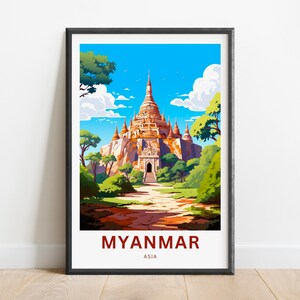 Myanmar Travel Print - Myanmar poster, Asia Wall Art, Framed present, Gift Asia Present