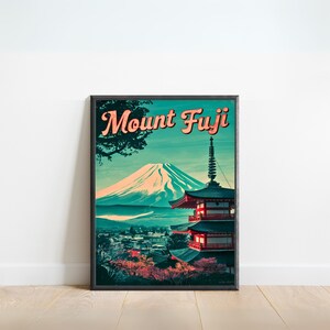 Mount Fuji Vintage Travel Poster - Mount Fuji print, Japan Wall Art, Framed present, Gift Japan Present