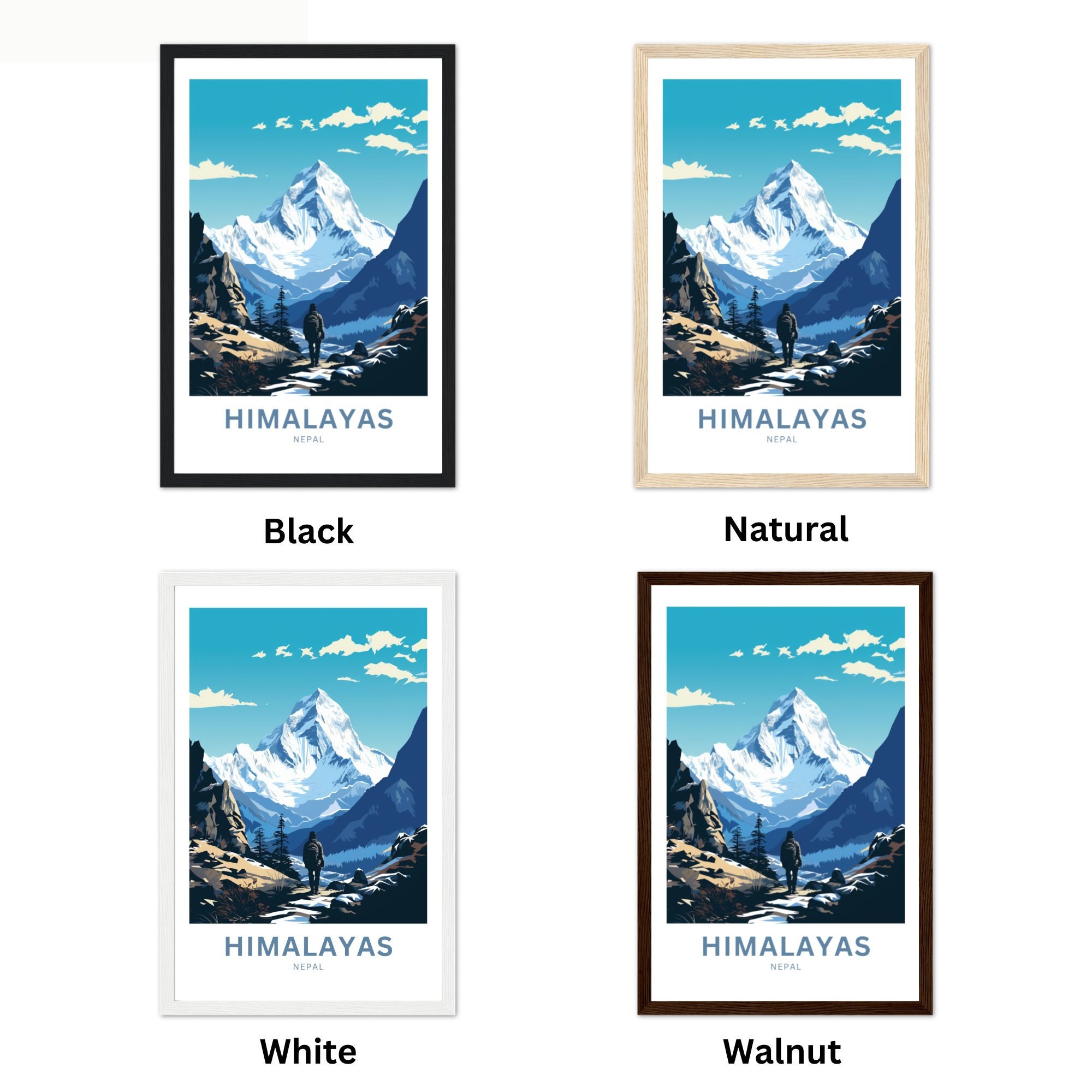 Himalayas Travel Print - Himalayas Poster, Nepal Wall Art, Framed ...